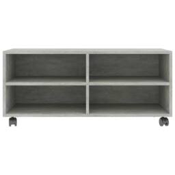 Berkfield Home TV Cabinet with Castors Concrete Grey 90x35x35 cm Engineered Wood - Size: 90 x 35 x 35 cm - thumbnail 4