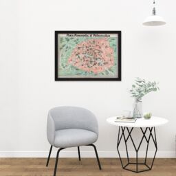 "Artery8 Wall Art Print Robelin Paris Monument Map French Large Framed Wall Décor Art in Black - Size: W18"" x H24""" - thumbnail 2