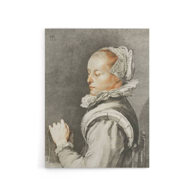 "Artery8 Cornelis Ploos van Amstel Portrait of a Young Woman Canvas Art Print in Grey - Size: W12"" x H16""" - image 1