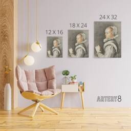 "Artery8 Cornelis Ploos van Amstel Portrait of a Young Woman Canvas Art Print in Grey - Size: W12"" x H16""" - thumbnail 4