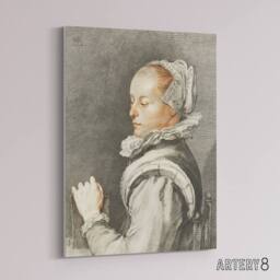 "Artery8 Cornelis Ploos van Amstel Portrait of a Young Woman Canvas Art Print in Grey - Size: W12"" x H16""" - thumbnail 2