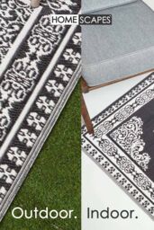 Homescapes Luxury Outdoor Rug Waterproof Reversible for Garden, Monochrome Motif in Black - Size: 120 cm x 180 cm - thumbnail 5