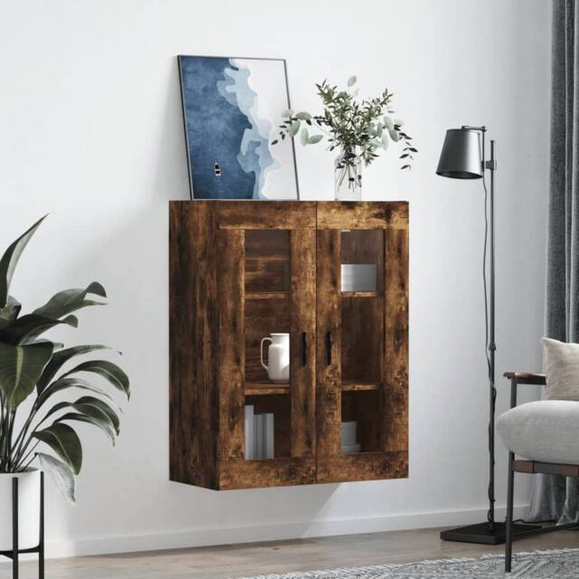Berkfield Home Wall Mounted Cabinet Smoked Oak 69.5x34x90 cm in Brown