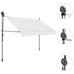 Berkfield Home Manual Retractable Awning with LED 250 cm Cream in Beige - thumbnail 3