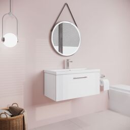 Balterley Wall Hung 1 Drawer Vanity Unit - Mid-Edge Basin 800mm, Satin White - thumbnail 4