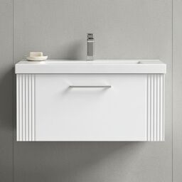 Balterley Wall Hung 1 Drawer Vanity Unit - Mid-Edge Basin 800mm, Satin White - thumbnail 9