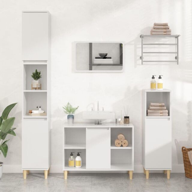 Berkfield Home Sink Cabinet High Gloss White 80x33x60 cm Engineered Wood - Size: 80 x 33 x 60 cm - image 1