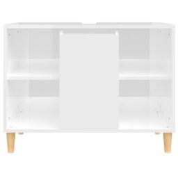 Berkfield Home Sink Cabinet High Gloss White 80x33x60 cm Engineered Wood - Size: 80 x 33 x 60 cm - thumbnail 6