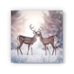 "Warren Reed - Designer Reindeer In The Snow Canvas - Size: W30"" x H30""" - thumbnail 2