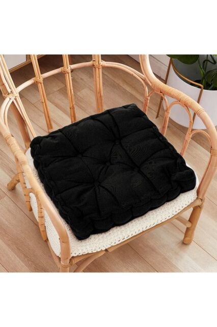 Living and Home Garden Armchair Cotton-Linen Cushion Chair Pad with Handle in Black - image 1