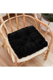 Living and Home Garden Armchair Cotton-Linen Cushion Chair Pad with Handle in Black - thumbnail 1