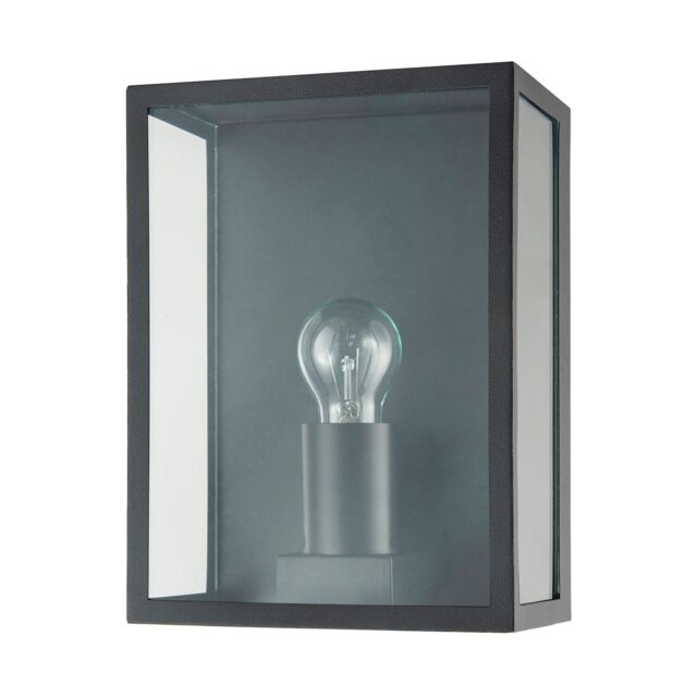 Happy Homewares Modern Exterior Flush Wall Light Lantern in Matte Black with Clear Glass Panels - image 1