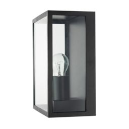 Happy Homewares Modern Exterior Flush Wall Light Lantern in Matte Black with Clear Glass Panels - thumbnail 3
