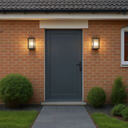 Happy Homewares Modern Exterior Flush Wall Light Lantern in Matte Black with Clear Glass Panels - thumbnail 6