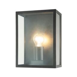 Happy Homewares Modern Exterior Flush Wall Light Lantern in Matte Black with Clear Glass Panels - thumbnail 2