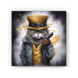 "Warren Reed - Designer Splashart Gangster Cat Canvas - Size: W30"" x H30""" - thumbnail 2