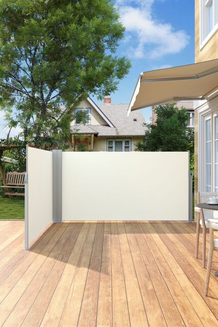Living and Home 6m W Outdoor Garden Retractable Privacy Double Side Awning in Beige - image 1
