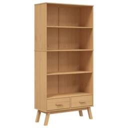 Berkfield Home Bookcase 4-Tier OLDEN Brown Solid Wood Pine in Light Brown - thumbnail 1