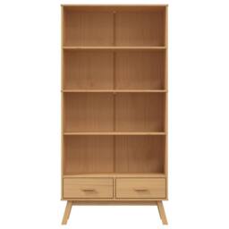 Berkfield Home Bookcase 4-Tier OLDEN Brown Solid Wood Pine in Light Brown - thumbnail 7