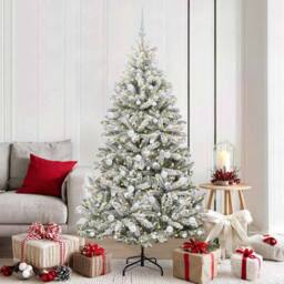 Berkfield Home Elegant Artificial Christmas Tree Green & White 180 cm PVC & Metal - thumbnail 2