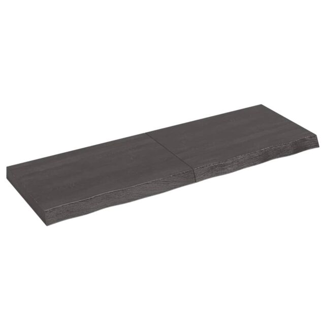 Berkfield Home Wall Shelf Dark Grey 120x40x(2-6) cm Treated Solid Wood Oak in Brown - image 1