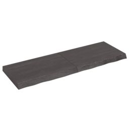 Berkfield Home Wall Shelf Dark Grey 120x40x(2-6) cm Treated Solid Wood Oak in Brown - thumbnail 1