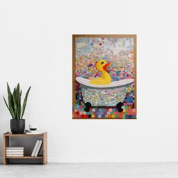 "Artery8 Wall Art Print Bathtime Yellow Duck In Bathtub Colourful Artwork Bath Time Mosaic Bathroom Painting Poster - Size: W18"" x H24""" - thumbnail 4