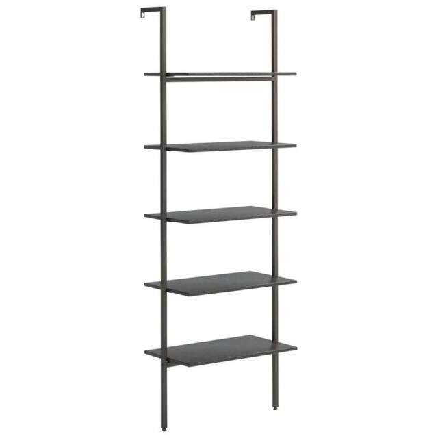 Berkfield Home 5-Tier Leaning Shelf Black 64x35x185 cm - Size: 64 x 35 x 185 cm - image 1