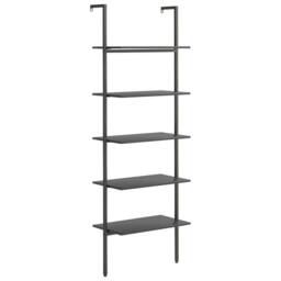 Berkfield Home 5-Tier Leaning Shelf Black 64x35x185 cm - Size: 64 x 35 x 185 cm