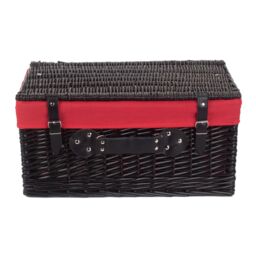 Red Hamper Wicker 51cm Empty Black Willow Picnic Basket With Red Lining - thumbnail 3