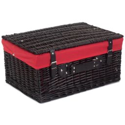 Red Hamper Wicker 51cm Empty Black Willow Picnic Basket With Red Lining - thumbnail 2