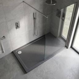 Balterley Contemporary Rectangular Shower Tray, 1600x760mm in Grey - thumbnail 3