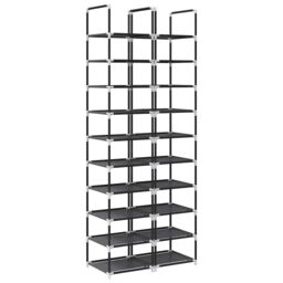 Berkfield Home Shoe Racks 2 pcs 10-Tier Black 33x33x174 cm Non-woven Fabric - Size: 33 x 33 x 174 cm - thumbnail 2