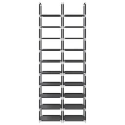 Berkfield Home Shoe Racks 2 pcs 10-Tier Black 33x33x174 cm Non-woven Fabric - Size: 33 x 33 x 174 cm - thumbnail 5