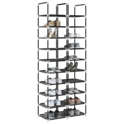 Berkfield Home Shoe Racks 2 pcs 10-Tier Black 33x33x174 cm Non-woven Fabric - Size: 33 x 33 x 174 cm - thumbnail 1