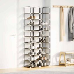 Berkfield Home Shoe Racks 2 pcs 10-Tier Black 33x33x174 cm Non-woven Fabric - Size: 33 x 33 x 174 cm - thumbnail 3