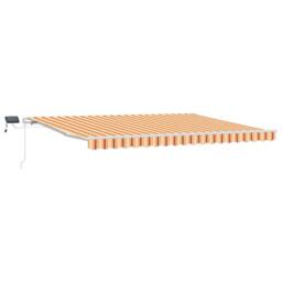 Berkfield Home Manual Retractable Awning with LED Yellow & Orange 450x350 cm - thumbnail 2