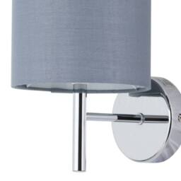 First Choice Lighting Brea - Chrome Wall Light with Grey Cotton Shade in Silver - thumbnail 2