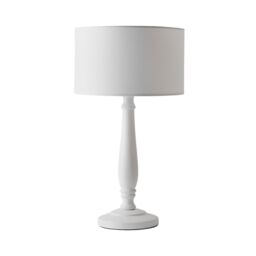 ValueLights Victoria White Wood Traditional Table Lamp with Fabric Drum Shade & LED Bulb - thumbnail 7