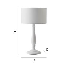 ValueLights Victoria White Wood Traditional Table Lamp with Fabric Drum Shade & LED Bulb - thumbnail 8