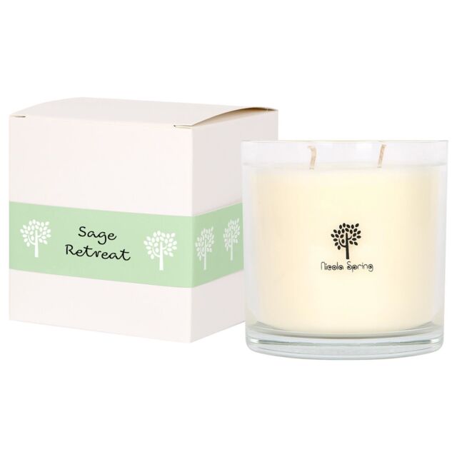 Nicola Spring 400g Soy Wax Scented Candle - Sage Retreat - Aromatherapy Jar Candle in Clear - image 1