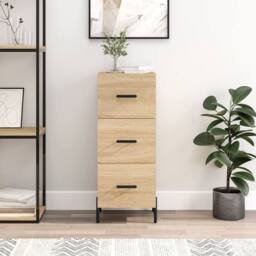 Berkfield Home Sideboard Sonoma Oak 34.5x34x90 cm Engineered Wood in Light Tan - thumbnail 2