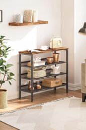 H&O Direct 4-Tier Mesh Shelves Shoe Rack in Black - thumbnail 3