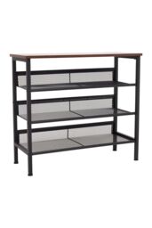 H&O Direct 4-Tier Mesh Shelves Shoe Rack in Black - thumbnail 5