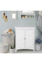 Teamson Home Bathroom White Wooden Free Standing Cabinet Unit - thumbnail 3
