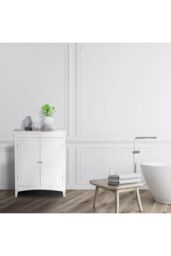 Teamson Home Bathroom White Wooden Free Standing Cabinet Unit - thumbnail 6