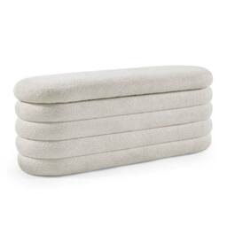 Cheshire Premium Belleford Upholstered Ottoman Storage Bench in Beige Boucle