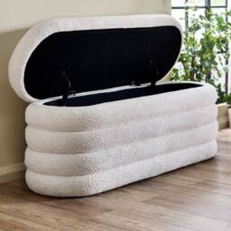 Cheshire Premium Belleford Upholstered Ottoman Storage Bench in Beige Boucle - thumbnail 4