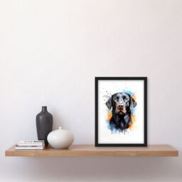 "Artery8 Wall Art Print Black Labrador Retriever Lovers Gift Watercolour Pet Portrait Painting Artwork Art Framed - Size: W12"" x H16""" - thumbnail 4