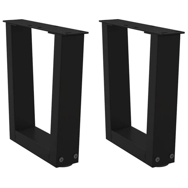 Berkfield Home Dining Table Legs V-Shape 2 pcs Black 40x(30-31.3) cm Steel - image 1